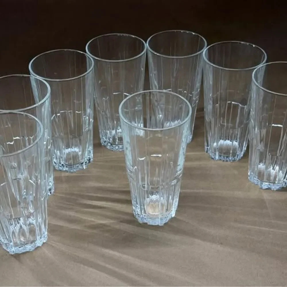Vintage Duralex France Ribbed Highball Drinking Glasses – Set of 8